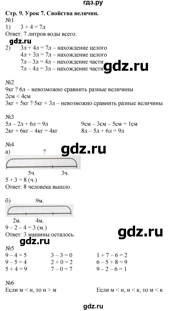 ГДЗ по математике 1 класс Петерсон рабочая тетрадь  часть 3. страница - 9, Решебник 2016