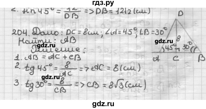 ГДЗ по геометрии 8 класс Мерзляк дидактические материалы  вариант 1 - 204, Решебник