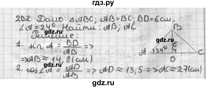 ГДЗ по геометрии 8 класс Мерзляк дидактические материалы  вариант 2 - 202, Решебник