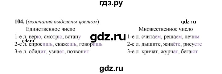 ГДЗ по русскому языку 4 класс  Канакина рабочая тетрадь  часть 2. упражнение - 104, Решебник 2025