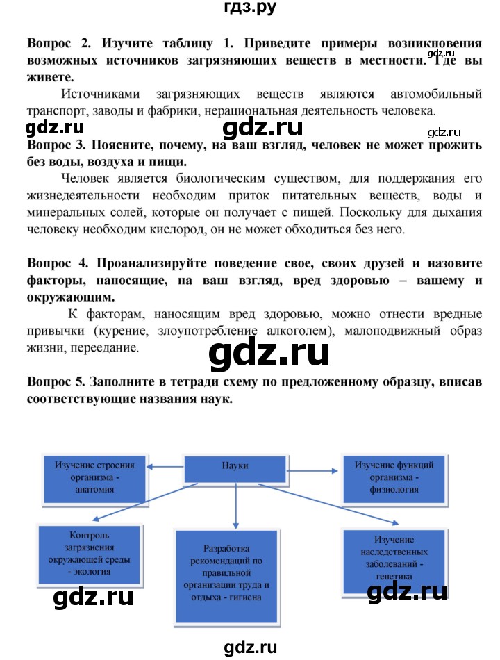 Биология 8 класс каменский сарычева