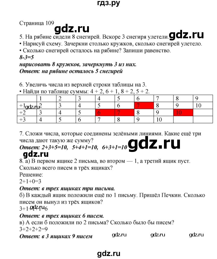 ГДЗ по математике 1 класс Башмаков   часть 1. страница - 109, Решебник №1