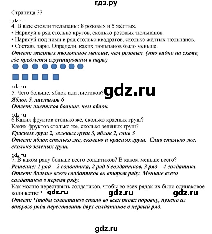 ГДЗ по математике 1 класс Башмаков   часть 1. страница - 33, Решебник №1 2012