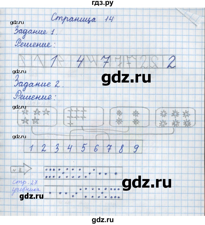 ГДЗ по математике 1 класс Нефедова рабочая тетрадь (Башмаков)  часть 1. страница - 14, Решебник