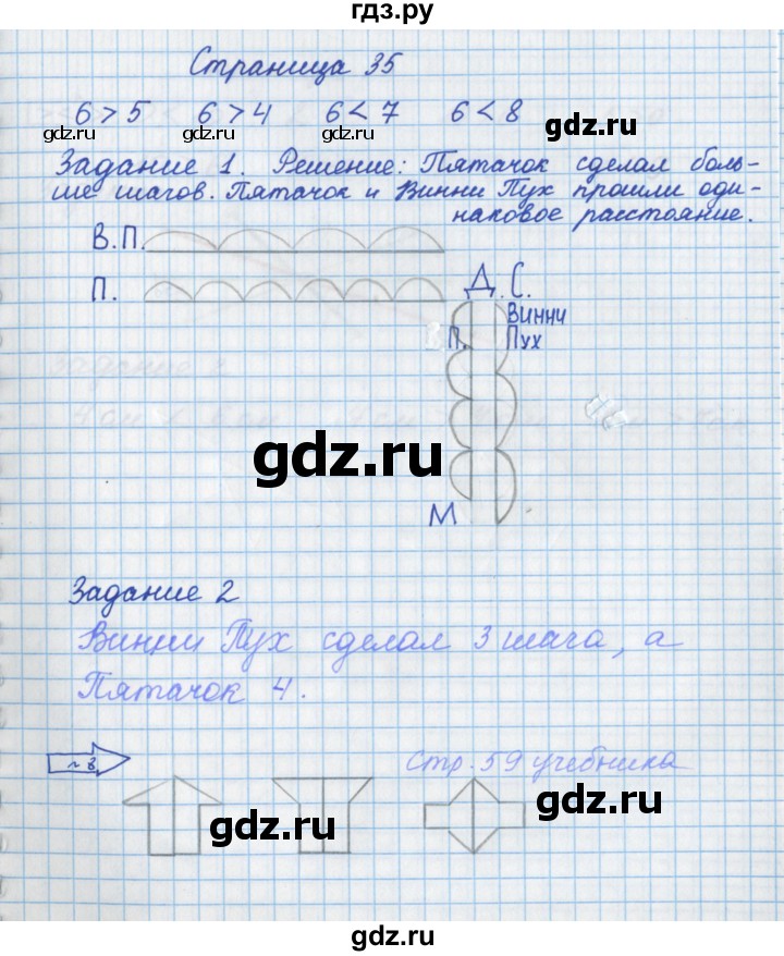 ГДЗ по математике 1 класс Нефедова рабочая тетрадь (Башмаков)  часть 1. страница - 35, Решебник