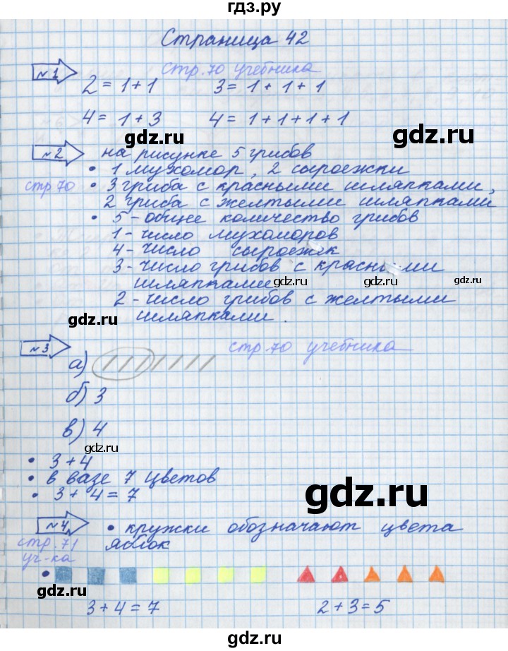 ГДЗ по математике 1 класс Нефедова рабочая тетрадь (Башмаков)  часть 1. страница - 42, Решебник