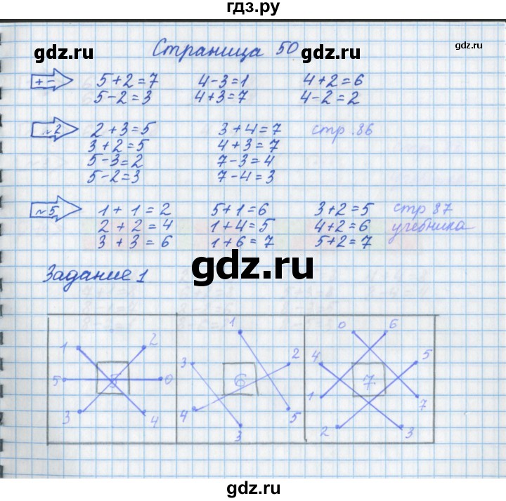 ГДЗ по математике 1 класс Нефедова рабочая тетрадь (Башмаков)  часть 1. страница - 50, Решебник