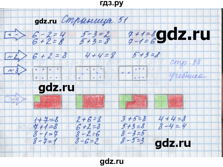 ГДЗ по математике 1 класс Нефедова рабочая тетрадь (Башмаков)  часть 1. страница - 51, Решебник