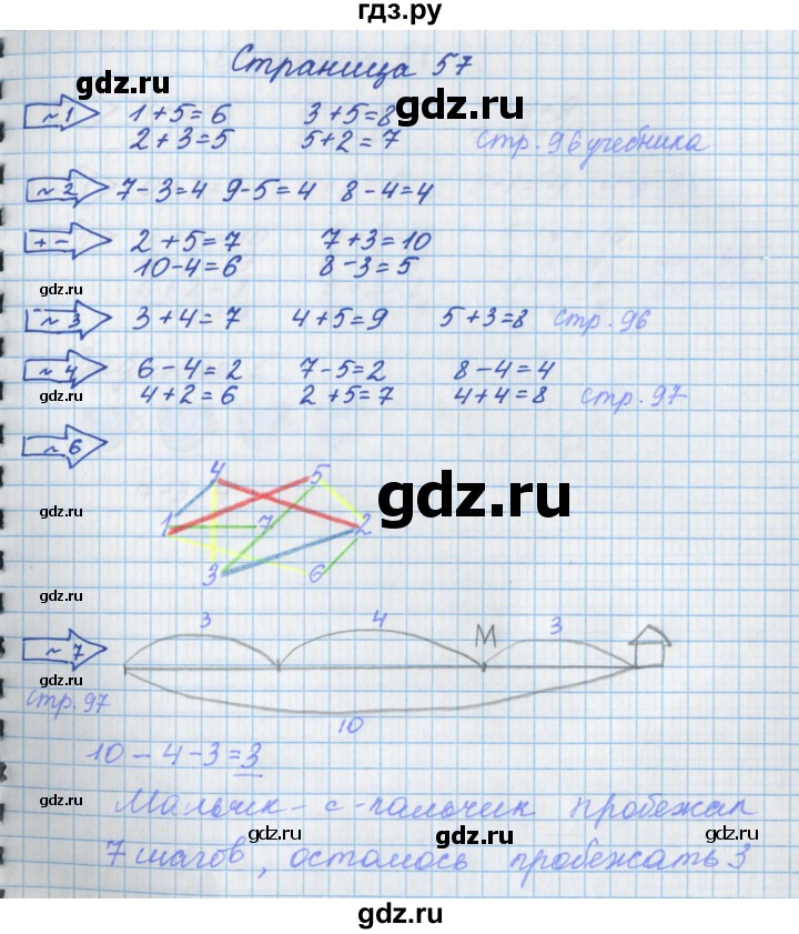 ГДЗ по математике 1 класс Нефедова рабочая тетрадь (Башмаков)  часть 1. страница - 57, Решебник