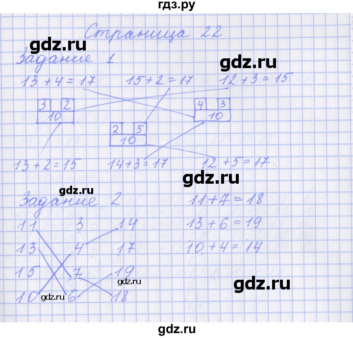 ГДЗ по математике 1 класс Нефедова рабочая тетрадь (Башмаков)  часть 2. страница - 22, Решебник