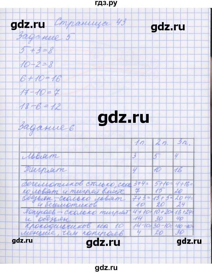 ГДЗ по математике 1 класс Нефедова рабочая тетрадь (Башмаков)  часть 2. страница - 43, Решебник