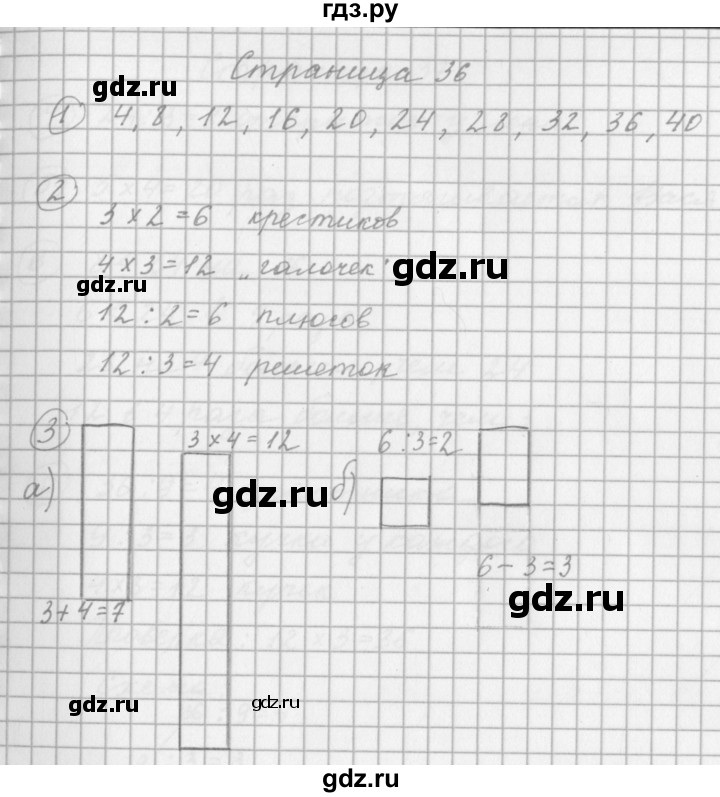 ГДЗ по математике 2 класс Башмаков рабочая тетрадь  часть 2. страницы - 36, Решебник №1
