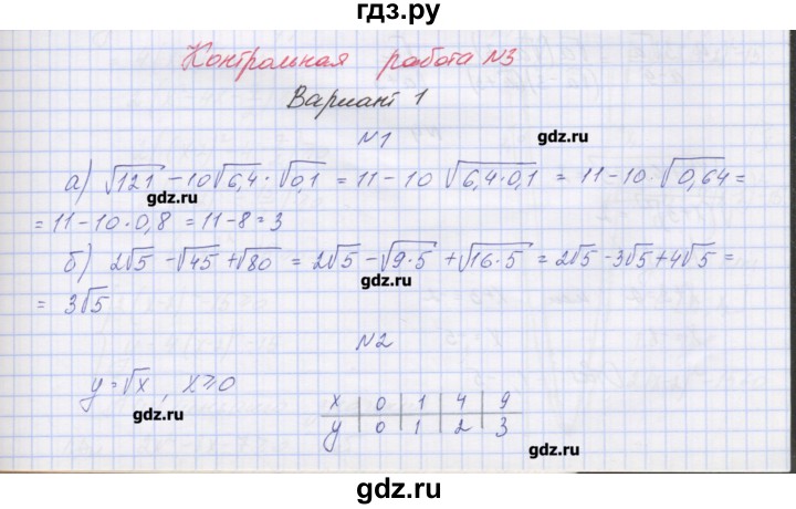 ГДЗ по алгебре 7‐9 класс Мордкович контрольные работы Углубленный уровень 8 класс / КР-3. вариант - 1, Решебник №1
