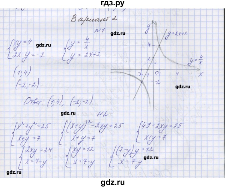 ГДЗ по алгебре 7‐9 класс Мордкович контрольные работы Углубленный уровень 9 класс / КР-3. вариант - 2, Решебник №1