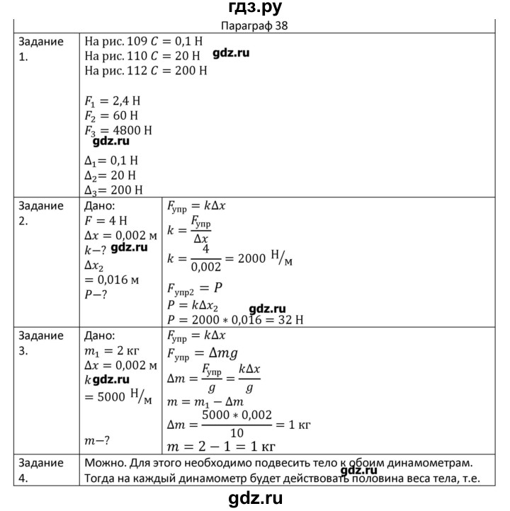ГДЗ по физике 7 класс Грачев рабочая тетрадь  параграф - 38, Решебник №1