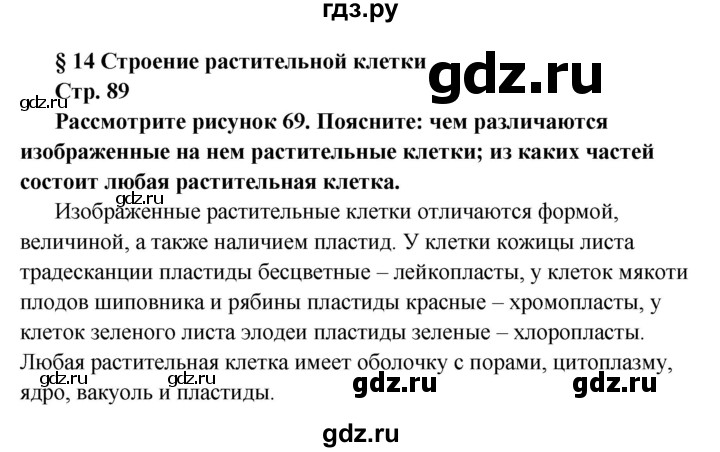 ГДЗ по биологии 6 класс Сухова   страница - 89, решебник