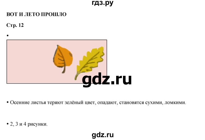 ГДЗ по окружающему миру 1 класс Ивченкова рабочая тетрадь  часть 1. страница - 12, Решебник 2023