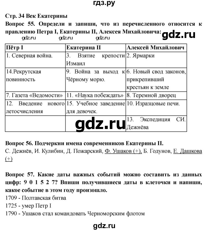 ГДЗ по окружающему миру 4 класс Ивченкова рабочая тетрадь  часть 2. страница - 34, Решебник 2017 №1