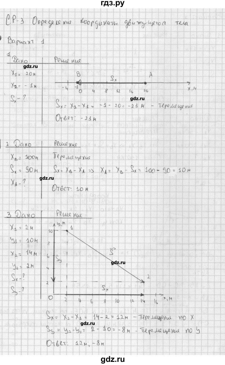 ГДЗ по физике 9 класс Марон самостоятельные и контрольные работы   самостоятельные работы / СР-3. вариант - 1, Решебник №1