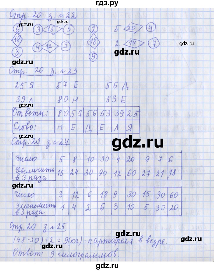 ГДЗ по математике 3 класс Дорофеев рабочая тетрадь  часть 1. страницы - 20, Решебник №1 2020