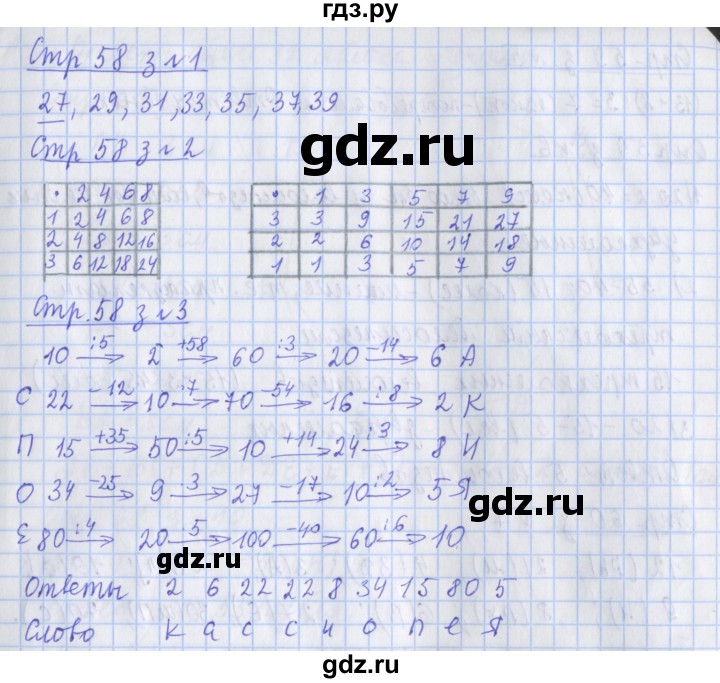 ГДЗ по математике 3 класс Дорофеев рабочая тетрадь  часть 1. страницы - 58, Решебник №1 2020