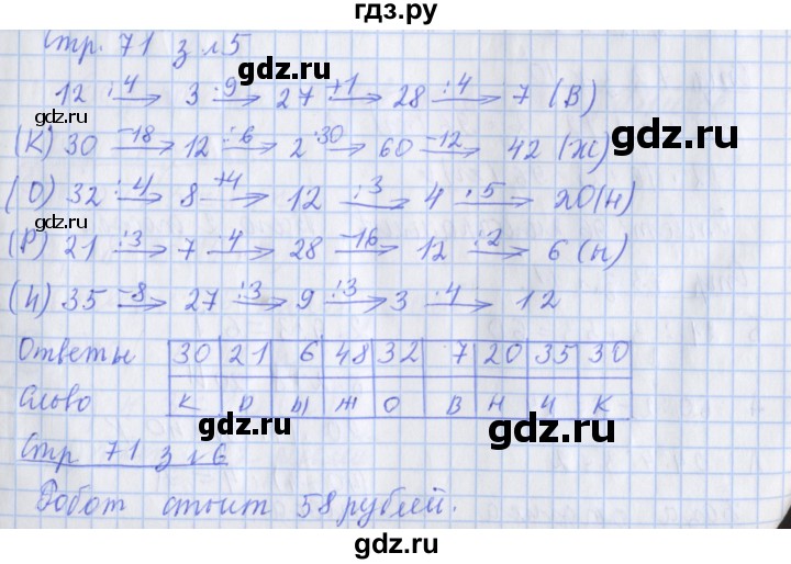 ГДЗ по математике 3 класс Дорофеев рабочая тетрадь  часть 1. страницы - 71, Решебник №1 2020