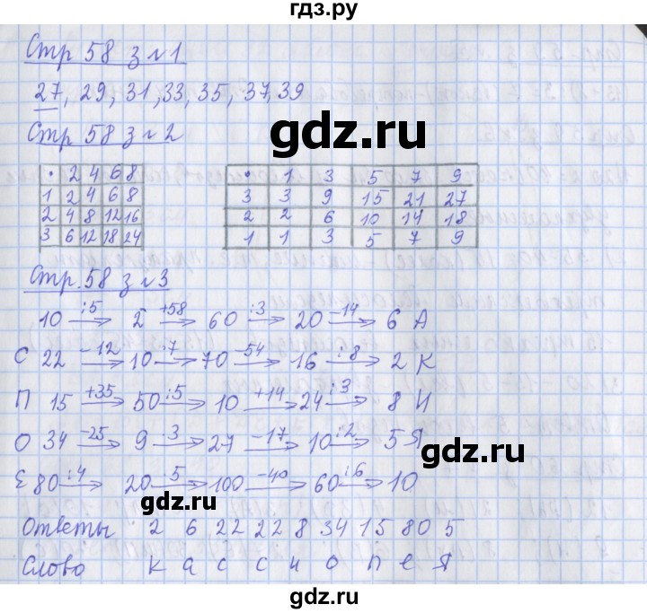 ГДЗ по математике 3 класс Дорофеев рабочая тетрадь  часть 1. страницы - 58, Решебник №1 к тетради 2020