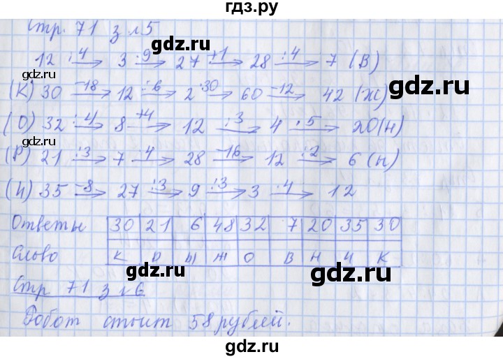 ГДЗ по математике 3 класс Дорофеев рабочая тетрадь  часть 1. страницы - 71, Решебник №1 к тетради 2020