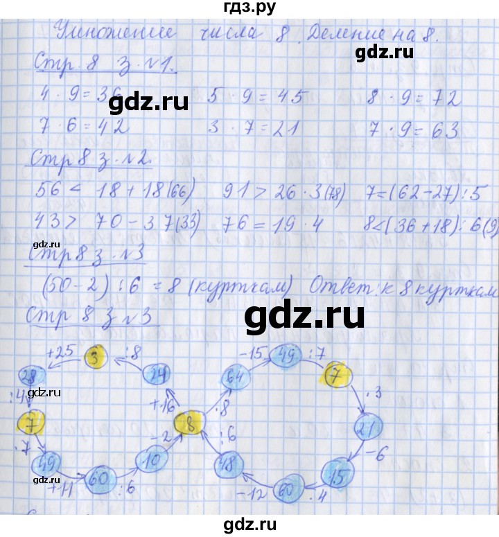 ГДЗ по математике 3 класс Дорофеев рабочая тетрадь  часть 2. страницы - 8, Решебник №1 к тетради 2020