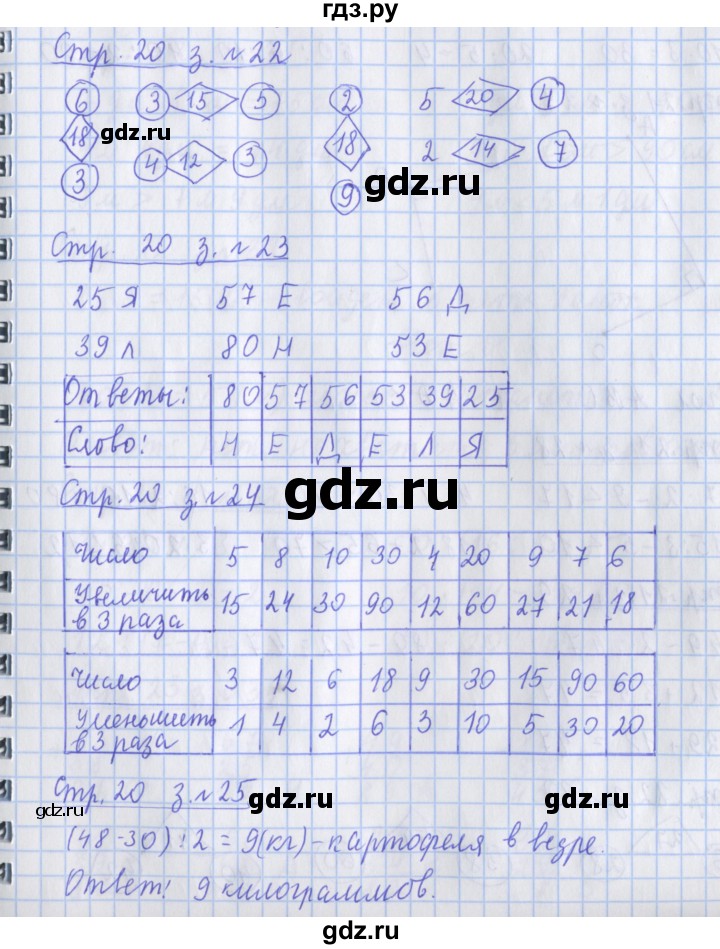 ГДЗ по математике 3 класс Дорофеев рабочая тетрадь  часть 1. страницы - 20, Решебник №1 2017
