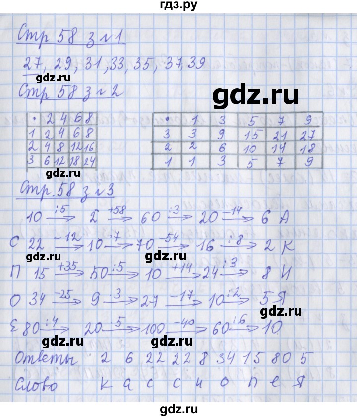 ГДЗ по математике 3 класс Дорофеев рабочая тетрадь  часть 1. страницы - 58, Решебник №1 2017