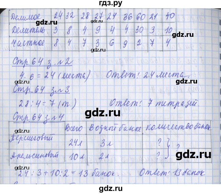 ГДЗ по математике 3 класс Дорофеев рабочая тетрадь  часть 1. страницы - 64, Решебник №1 2017