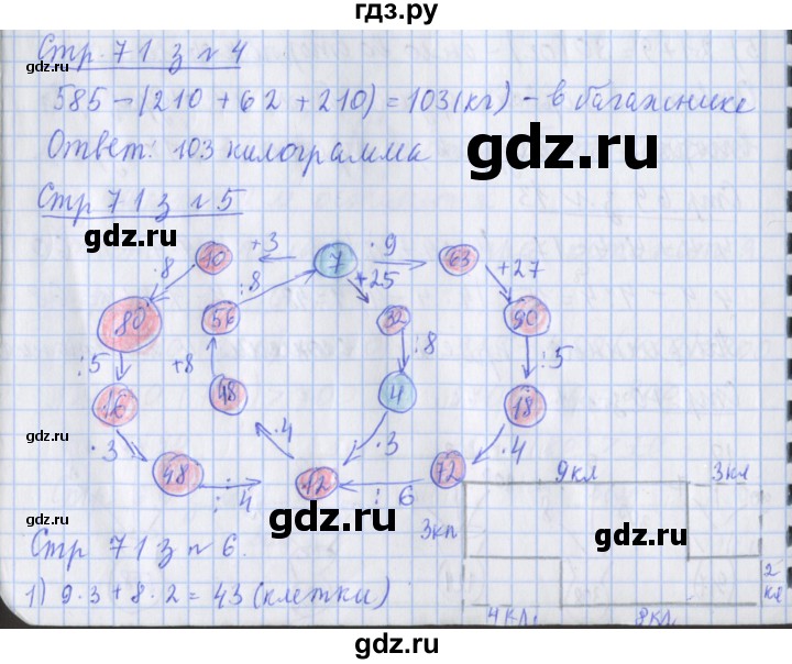 ГДЗ по математике 3 класс Дорофеев рабочая тетрадь  часть 2. страницы - 71, Решебник №1 2017