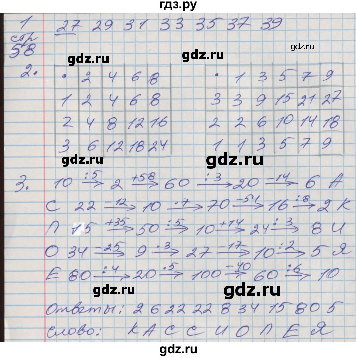 ГДЗ по математике 3 класс Дорофеев рабочая тетрадь  часть 1. страницы - 58, Решебник №2 2017