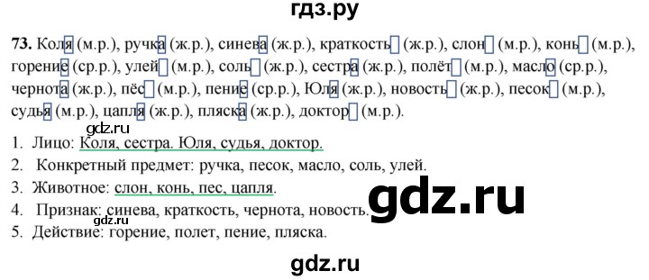 ГДЗ по русскому языку 3 класс Нечаева рабочая тетрадь  часть 2. упражнение - 73, Решебник 2025