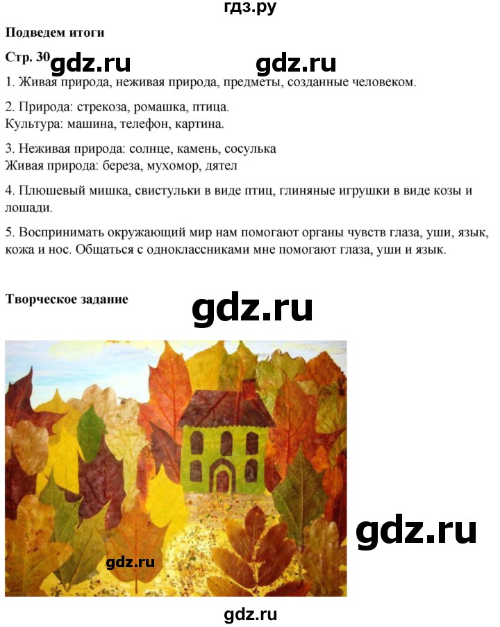 ГДЗ по окружающему миру 1 класс Плешаков   часть 1. страница - 30, Решебник 2023