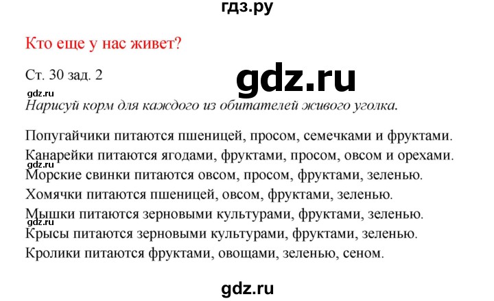 ГДЗ по окружающему миру 1 класс Плешаков рабочая тетрадь  часть 1. страница - 30, Решебник 2016