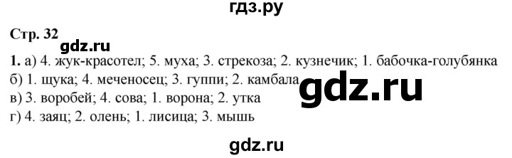 ГДЗ по окружающему миру 1 класс Плешаков рабочая тетрадь  часть 1. страница - 32, Решебник 2023