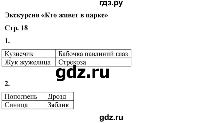 ГДЗ по окружающему миру 1 класс Плешаков рабочая тетрадь  часть 2. страница - 18, Решебник 2023