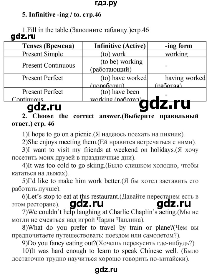 ГДЗ по английскому языку 7 класс Смирнов сборник грамматических упражнений Starlight (Баранова) Углубленный уровень страница - 46, Решебник 2018