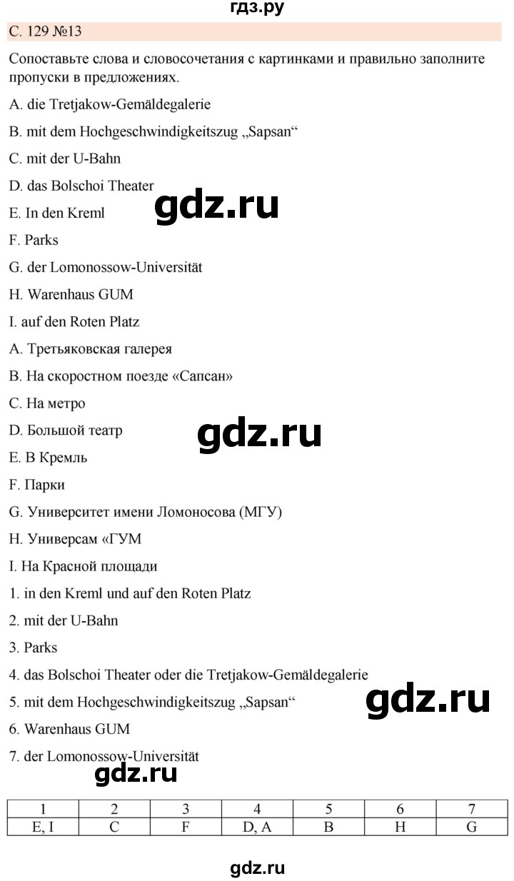 ГДЗ по немецкому языку 7 класс Радченко Рабочая тетрадь Wunderkinder Базовый и углубленный уровень страница - 129, Решебник 2023