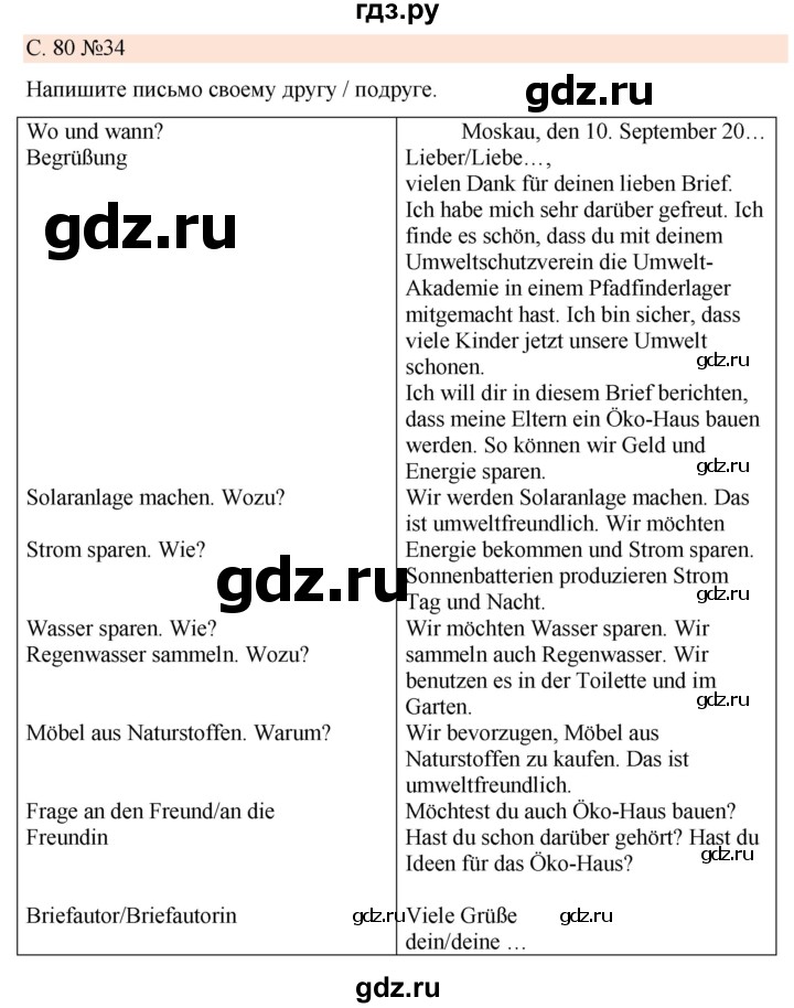 ГДЗ по немецкому языку 7 класс Радченко Рабочая тетрадь Wunderkinder Базовый и углубленный уровень страница - 80, Решебник 2023