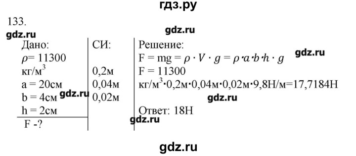 ГДЗ по физике 7 класс  Пурышева рабочая тетрадь  упражнение - 133, Решебник №1