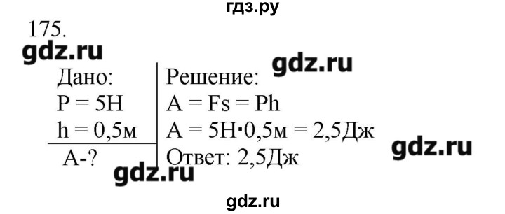 ГДЗ по физике 7 класс  Пурышева рабочая тетрадь  упражнение - 175, Решебник №1