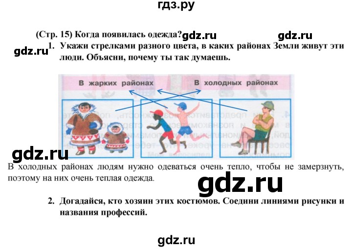 ГДЗ по окружающему миру 1 класс Плешаков рабочая тетрадь  часть 2. страница - 15, Решебник к тетради 2016