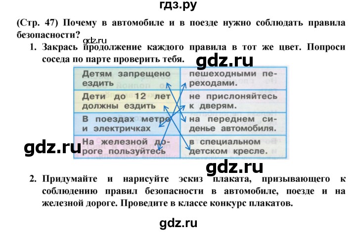 ГДЗ по окружающему миру 1 класс Плешаков рабочая тетрадь  часть 2. страница - 47, Решебник к тетради 2016