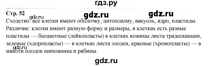 ГДЗ по биологии 6 класс Сухова рабочая тетрадь  часть 1 (страница) - 52, Решебник