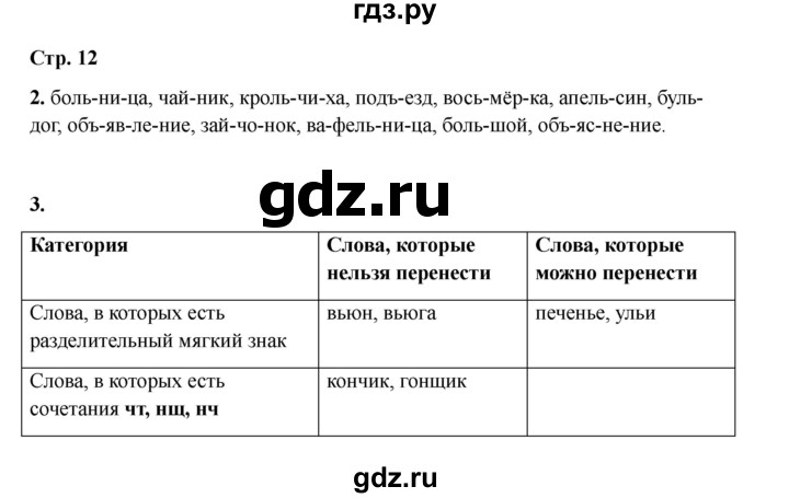 ГДЗ по русскому языку 2 класс Кузнецова рабочая тетрадь пишем грамотно (Иванов)  тетрадь №1. страница - 12, Решебник 2023