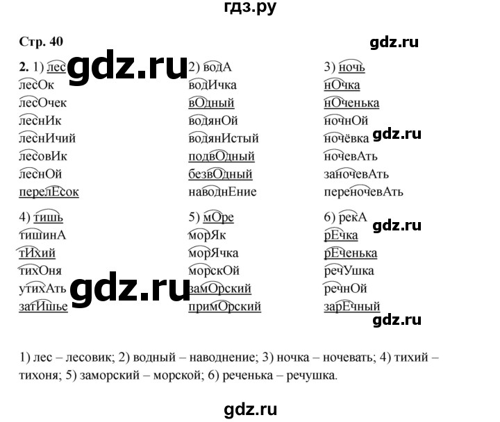 ГДЗ по русскому языку 2 класс Кузнецова рабочая тетрадь пишем грамотно (Иванов)  тетрадь №1. страница - 40, Решебник 2023