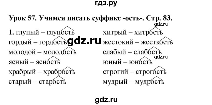 ГДЗ по русскому языку 2 класс Кузнецова рабочая тетрадь пишем грамотно (Иванов)  тетрадь №1. страница - 83, Решебник 2023
